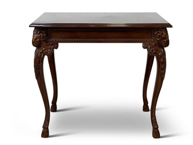 Ram's Head Carved Mahogany Lamp Table