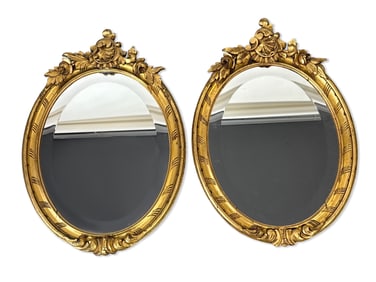 Pair of Oval Giltwood Wall Mirrors