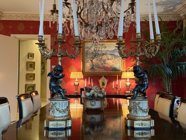 Pr.  Gilt and Patinated Bronze Candelabrum
