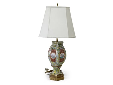 Chinese Famille Jaune Lantern Form Table Lamp