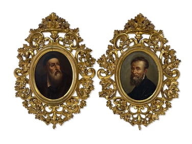 Pair of Grand Tour Portraits: Titian and Michelangelo