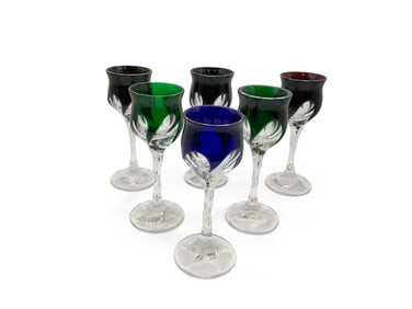 Six Luigi Colani Crystal Wine Glasses