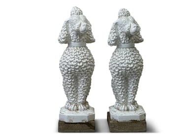 Pair of White Glazed Ceramic Poodles