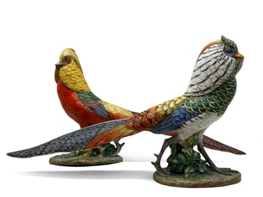 Large Pair of Italian Pottery Pheasant Figures