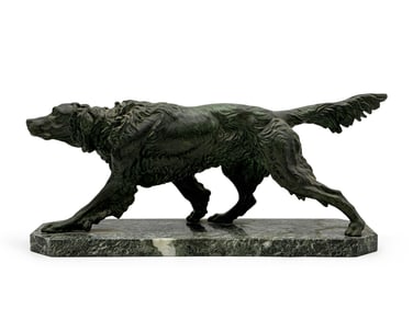 Patinated Metal Hunting Dog Sculpture