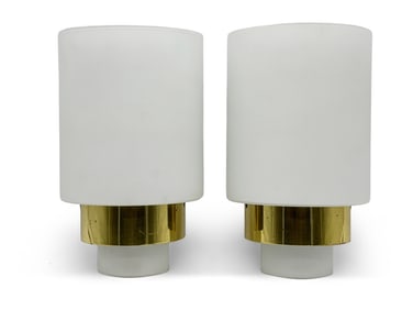 Pair of Ron Rizek Frosted Glass Modernist Sconces