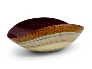 Italian Murano Folded Glass Serving Bowl