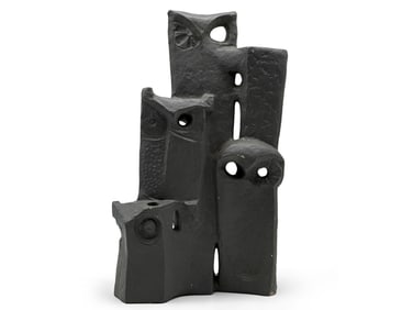 Modernist Composition Sculpture of Owls