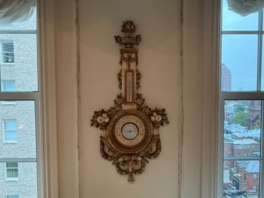 Louis XVI-style Polychrome Wood Barometer