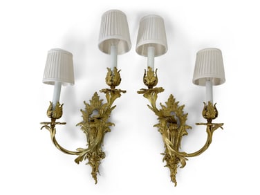 Pair of French Louis XV Gilt Bronze Sconces
