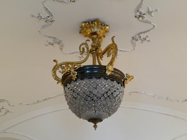 French Gilt Bronze and Beaded Crystal Chandelier