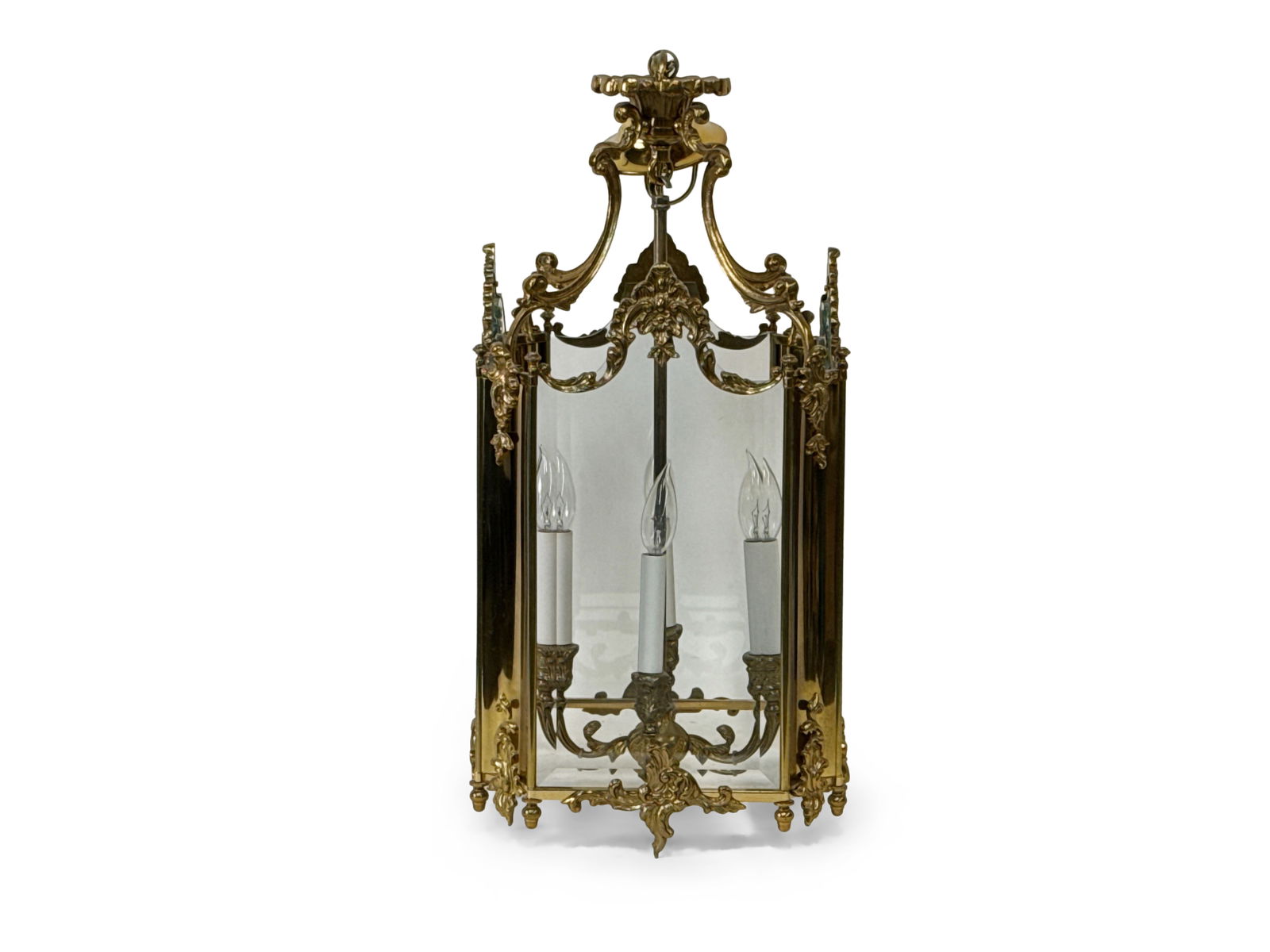 French Louis XV-style Gilt Bronze Hall Lantern (1 of 4)