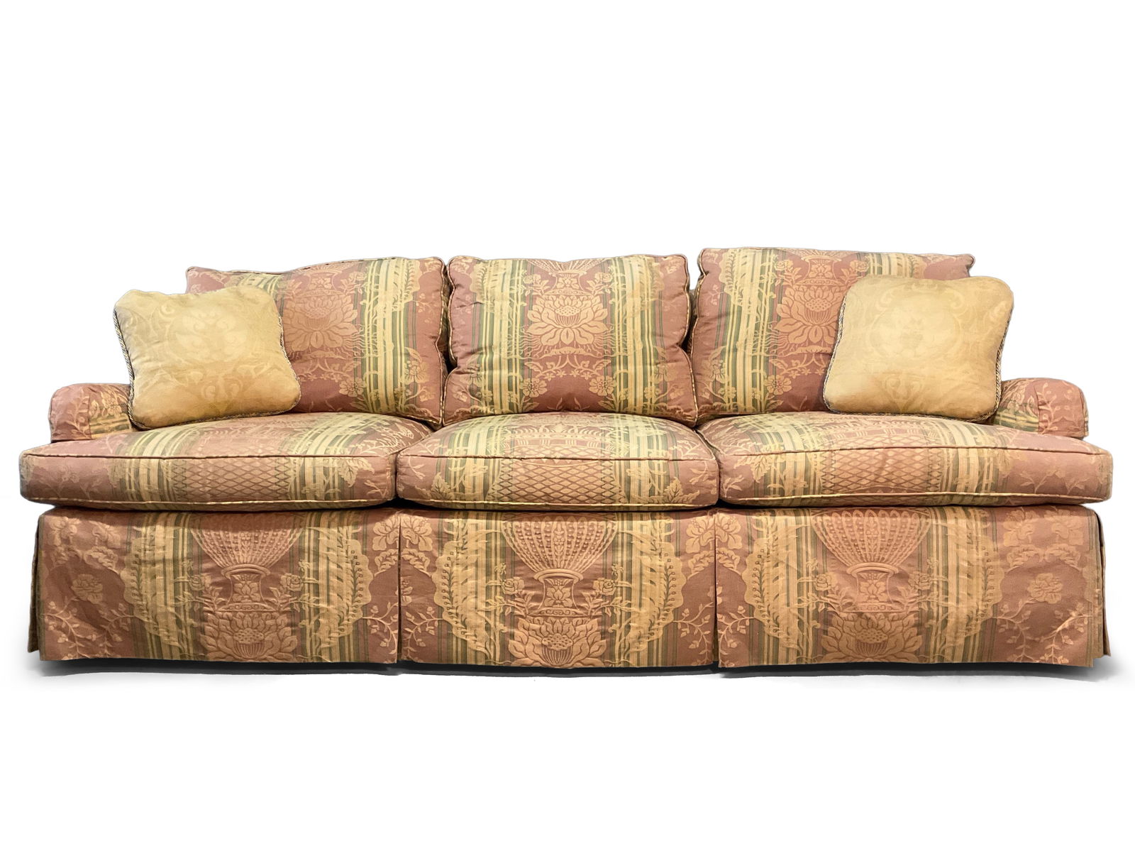 Baker Custom Upholstered Silk Damask Sofa (1 of 6)