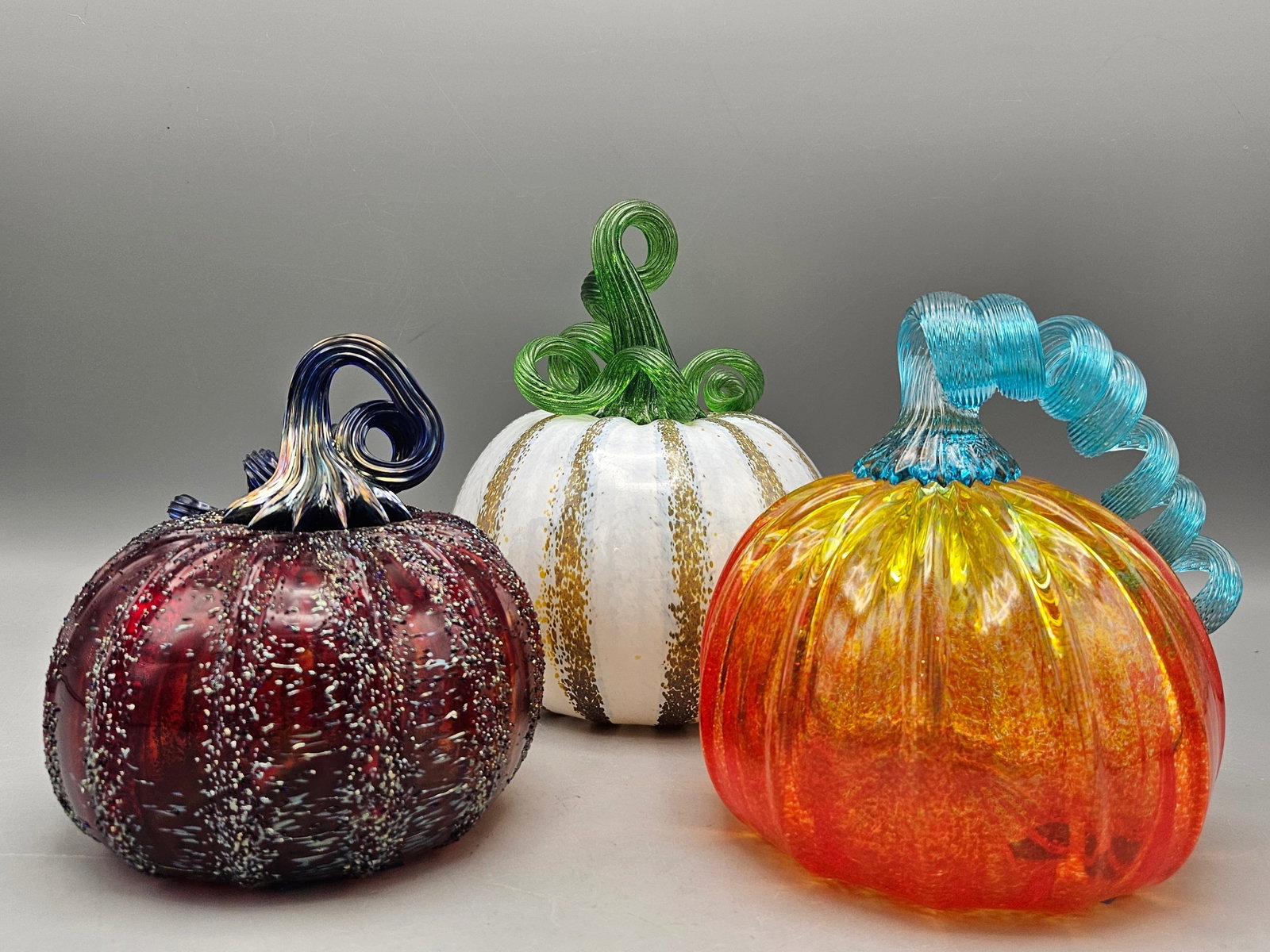 Three Art Glass Pumpkins (1 of 8)