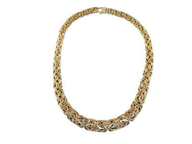 14K Italian Yellow Gold Byzantine Necklace
