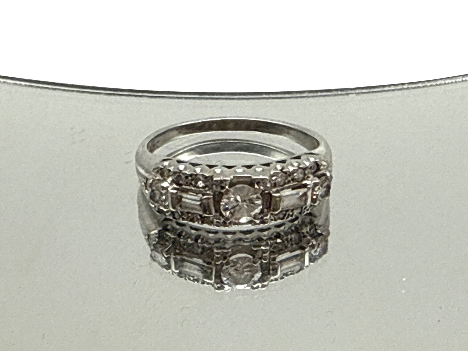 14k White Gold Art Deco Diamond Ring (1 of 8)