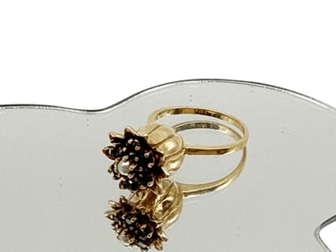 14K Sapphire and Pearl Tulip Ring