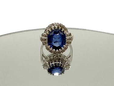 14k White Gold Sapphire and Diamond Cocktail Ring