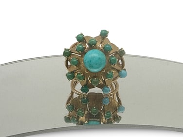 18K Turquoise Starburst Cocktail Ring