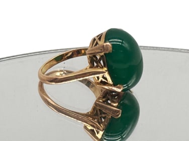 18K Yellow Gold Chrysophrase Cocktail Ring
