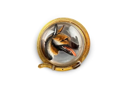 14K Essex Crystal German Shepherd Brooch