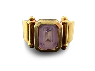 14K Yellow Gold Amethyst Band Ring