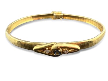 Italian 14k Sapphire Diamond Omega Bracelet