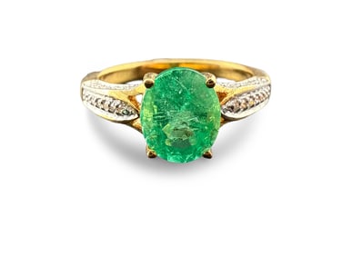 18K Ethiopian Emerald and Diamond Ring