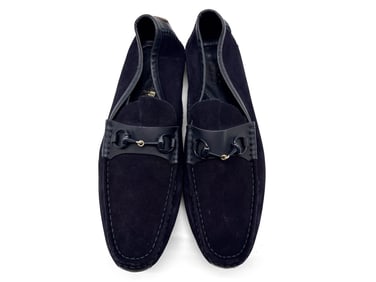 Men's Gucci Navy Suede Horsebit Loafers