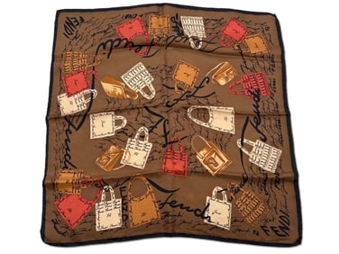 Fendi Handbag Motif Silk Scarf