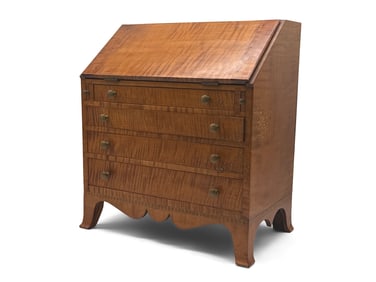 Cabinet Made Miniature Tiger Maple Slant Lid Desk