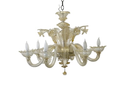 Murano Glass Six Arm Chandelier