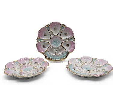 Three Carl Tiesch Porcelain Oyster Plates