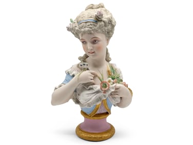 19th C. French Bisque Porcelain Bust