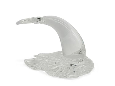 Steuben Whale Tail Crystal Sculpture