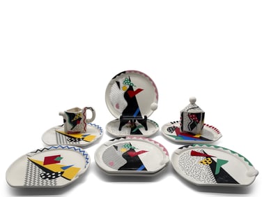 Kato Kogei Fujimori Memphis Plates and Creamer