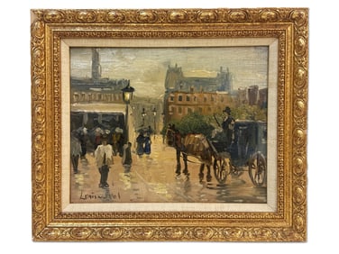 Louis Van der Pol. Oil/Board. Street Scene.