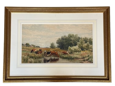 Thomas B. Craig. Watercolor/Paper. Cows in Stream.