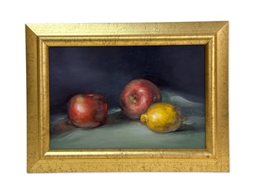 Sara Simboli. Oil/Board. Apples and Lemons.