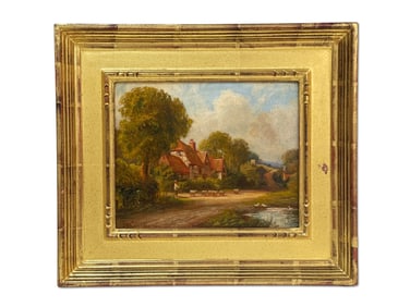 Gilt Framed Oil/Canvas Pastoral Scene
