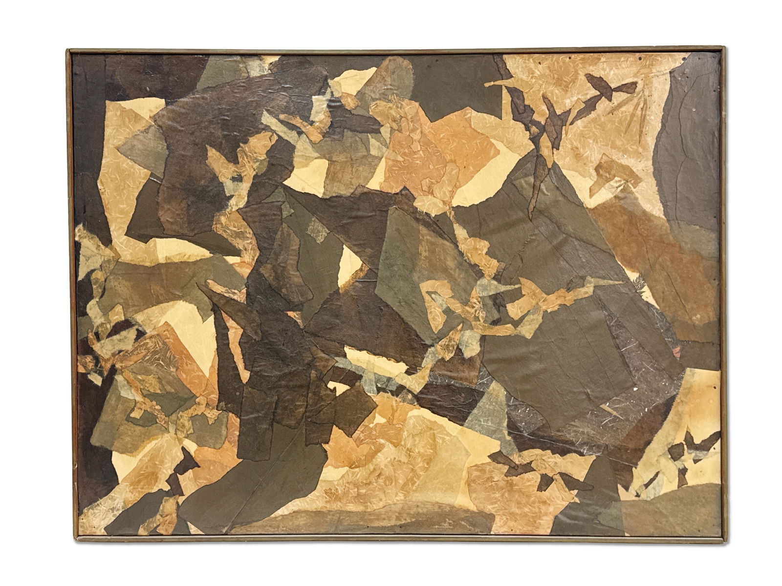Nina Schmeckebier. Mixed Media Collage.: Nina Schmeckebier (American, 20th C) A mixed media abstract collage. Signed and dated 1967 verso. Frame: 30-1/2 in tall x 40 in wide. | You have additional shipping options, and are not required to us