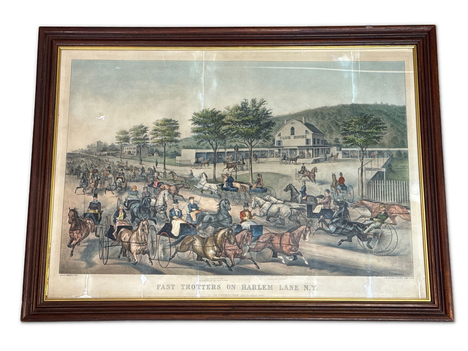Currier and Ives Lithograph. Fast Trotters on Harlem Lane, NY (1 of 6)