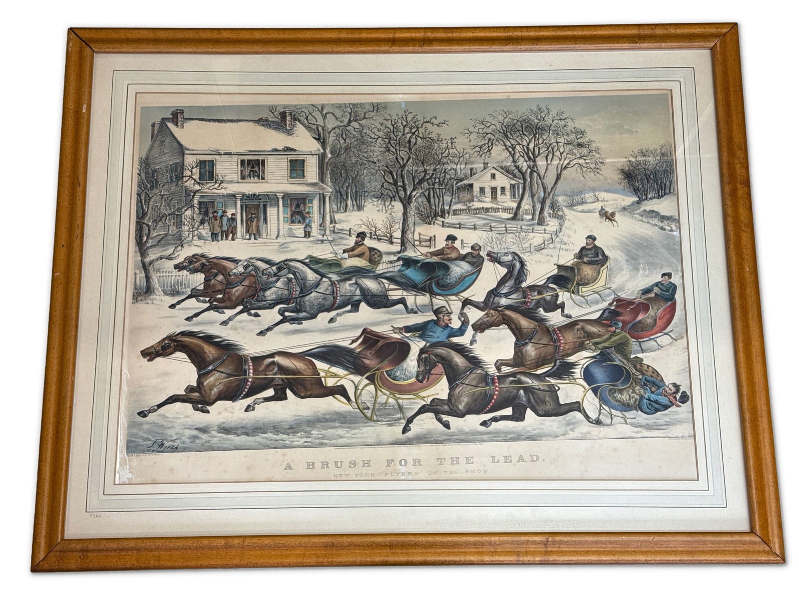 Currier & Ives Lithograph. A Brush For The Lead (1 of 6)