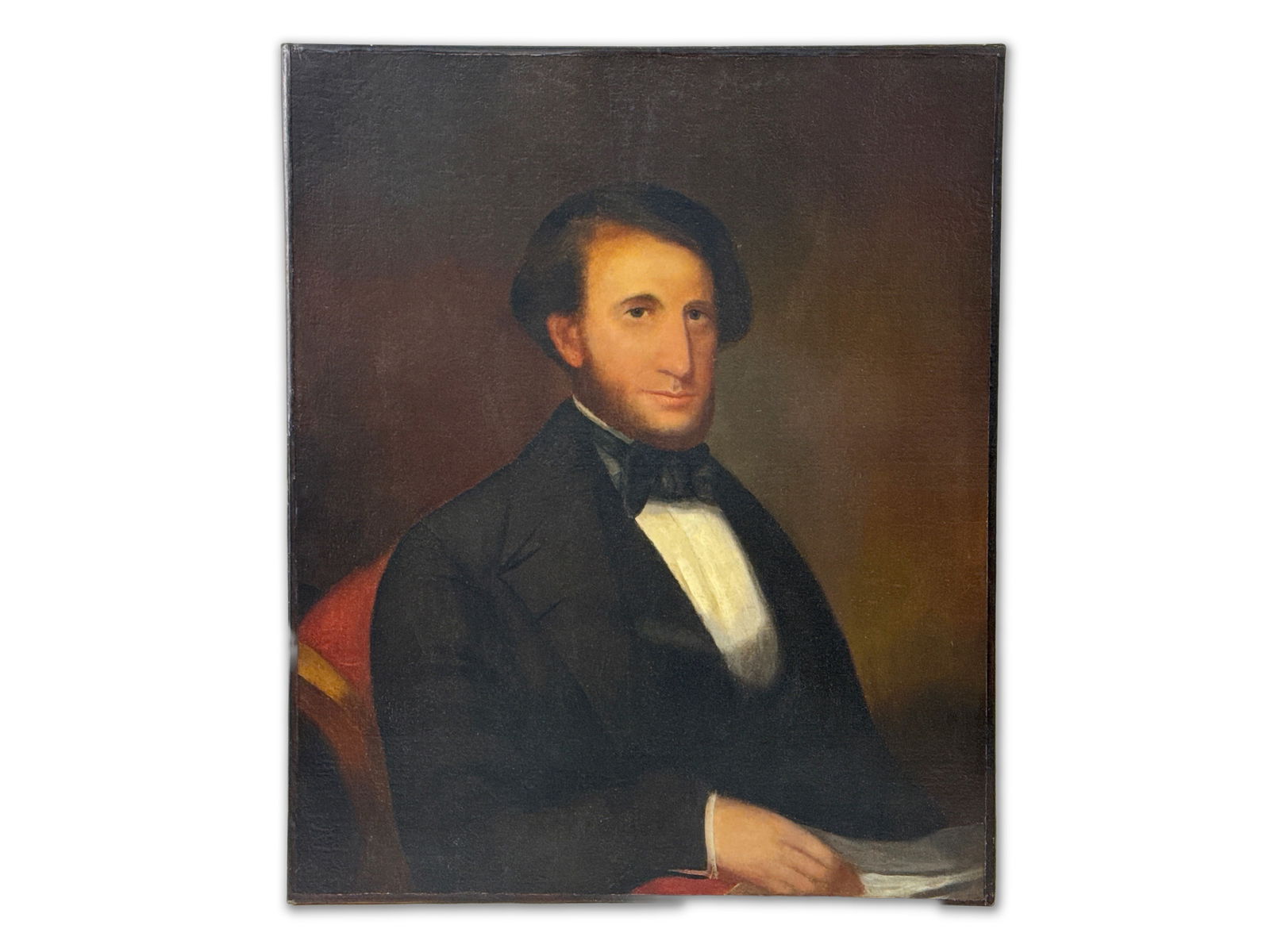 Oil on Canvas Portrait. John Alexander Straith: A 19th Century oil on canvas portrait of a gentleman, the sitter believed to be John Alexander Straith M.D. 29 in x 24 in. Restoration paperwork included as shown in images. | You have additional ship