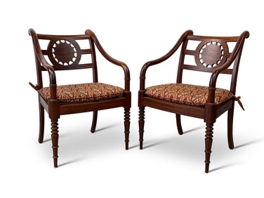 Pair of Baker Milling Road Sunburst Armchairs