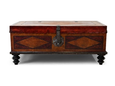 Attrib. Milling Road For Baker Leather Trunk Coffee Table