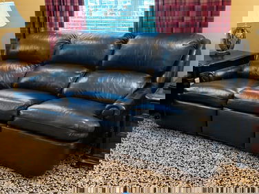 Hancock and Moore Leather Three Cushion Recliner Sofa