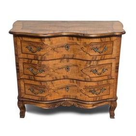 Continental Serpentine Walnut Chest of Drawers