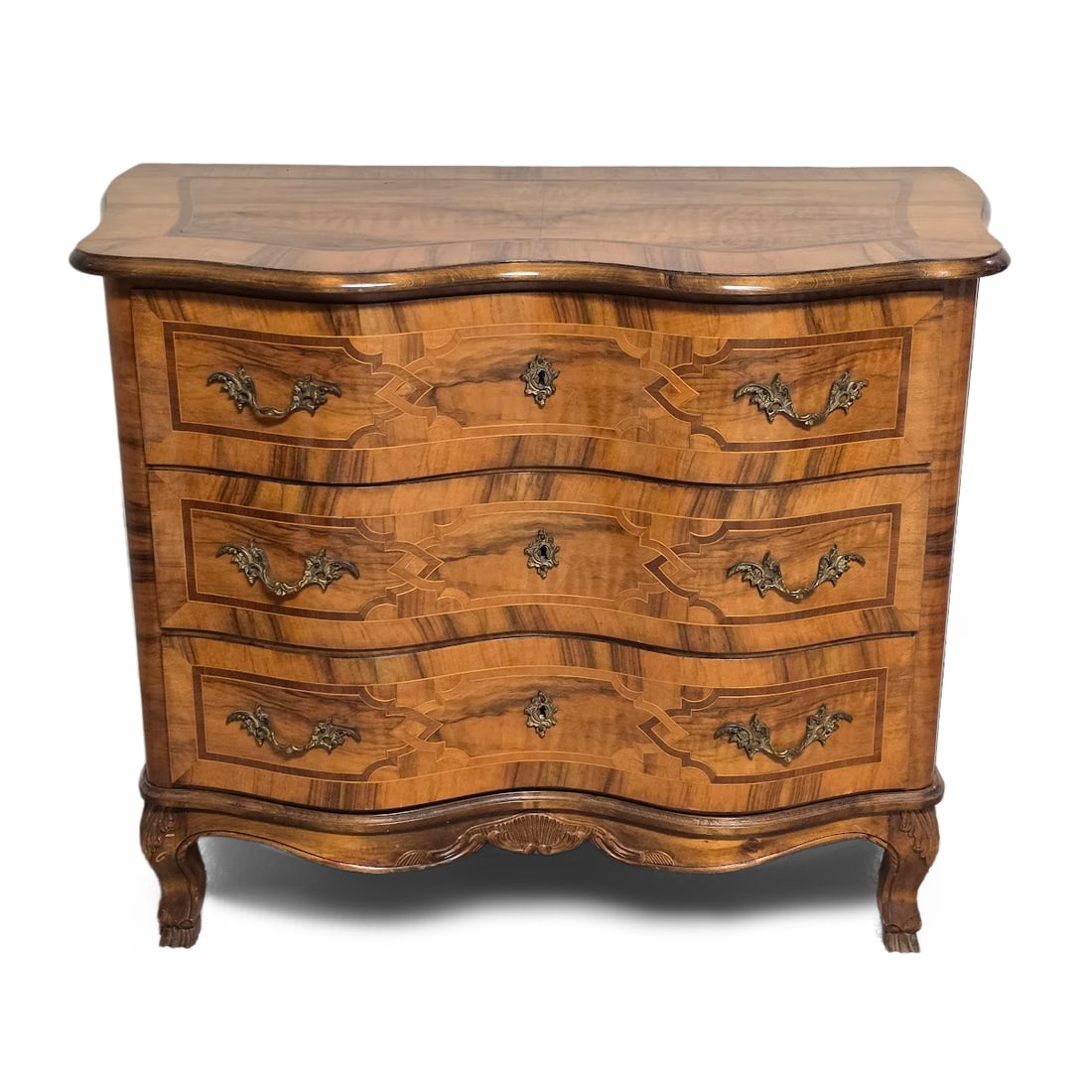 Continental Serpentine Walnut Chest of Drawers (1 of 9)