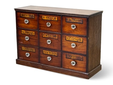19th C. English Labeled Apothecary Cabinet